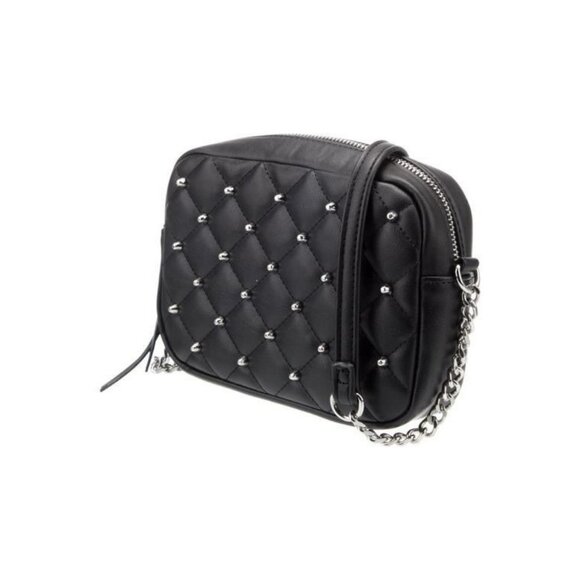 Rebecca Minkoff Black Quilted Crossbody Bag With Silver Studs & Chain Strap - Picture 2 of 5